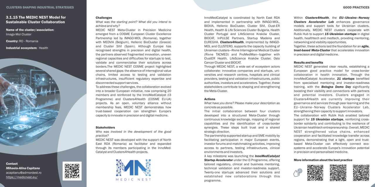 MEDIC NEST is featured as a European Good Practice in the European Clusters Alliance Guidebook