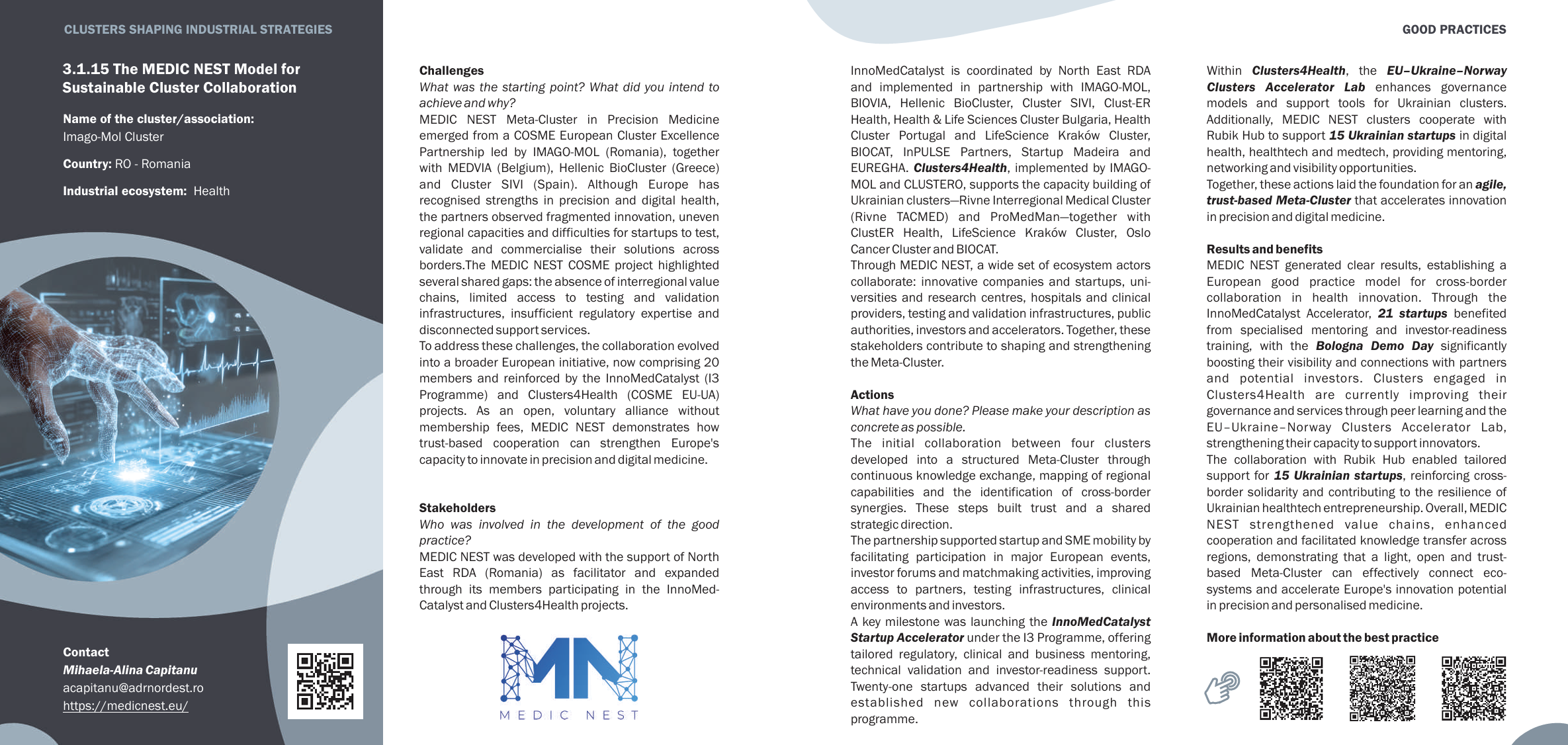 MEDIC NEST is featured as a European Good Practice in the European Clusters Alliance Guidebook