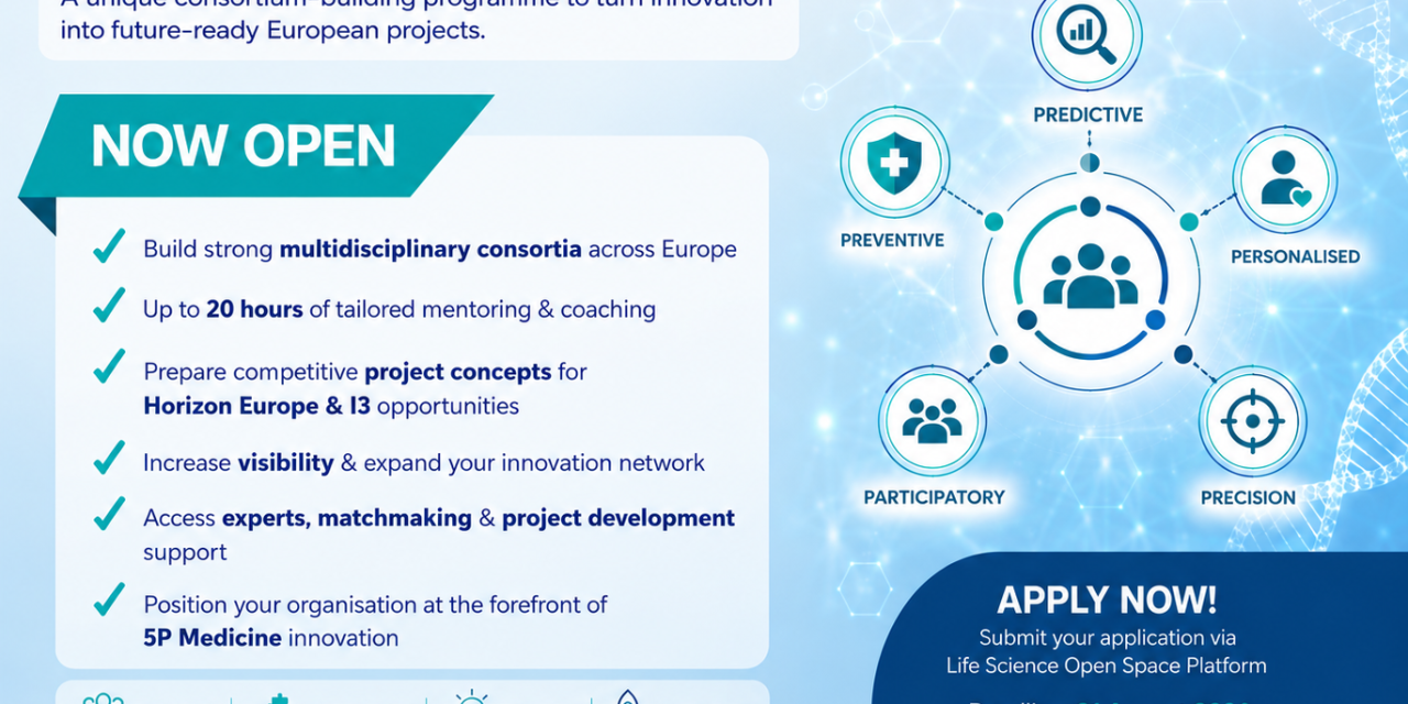 New InnoMedCatalyst Open Call: Build the Next Generation of European 5P Medicine Innovation Consortia